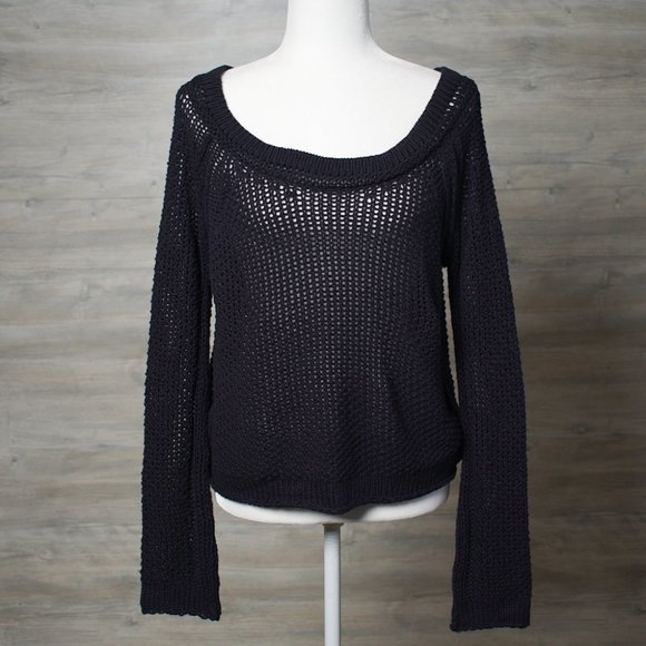 Free People Sweaters - Free People Navy Crochet Sweater Small